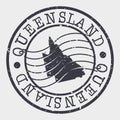 Queensland Australia Stamp Postal. Map Silhouette Seal. Passport Round Design. Vector Icon. Design Retro Travel.