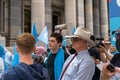 Queensland PM Bob Katter and activist Drew Pavlou in the pro-Uyghur protest rally in Adelaide, Australia