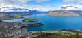 Queenstown aerial panorama, New Zealand Royalty Free Stock Photo