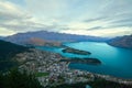 Queenstown city with The Remarkables mountains and blue Lake Wakatipu, New Zealand Royalty Free Stock Photo