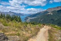 Queenstown Hill Summit hiking trail with view of Lake Wakatipu, New Zealand