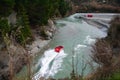 Queenstown, New Zealand - August 2018: Jet boat on the Shotover River, Royalty Free Stock Photo