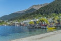 QUEENSTOWN, NEW ZEALAND - OCTOBER 10, 2018: View of the beach of lake Wakatipu Royalty Free Stock Photo