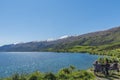 QUEENSTOWN, NEW ZEALAND - OCTOBER 10, 2018: View of the landscape of the lake Wakatipu. Copy space for text Royalty Free Stock Photo