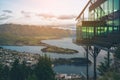 Queenstown, New Zealand in Panoramic View. Royalty Free Stock Photo