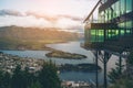 Queenstown, New Zealand in Panoramic View. Royalty Free Stock Photo