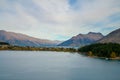 Queenstown New Zealand scenic view lookout with houses on lake Wakatipu Royalty Free Stock Photo