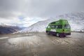 queenstown new zealand - september5,2015 : juicy condo van parking at viewpoint of crown range road from wanaka town to