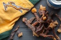 QUEENSTOWN, SOUTH AFRICA - 4 AUGUST 2018: Chili biltong dried me