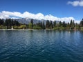 Queenstown Waterfront turquoise crystal clear water on sunny day Royalty Free Stock Photo