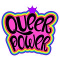 Queer power hand lettering quote. Pride month poster Royalty Free Stock Photo
