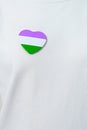 Queer Pride Day and LGBT pride month concept. purple, white and green heart shape for Lesbian, Gay, Bisexual, Transgender,