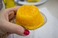 Queijadas de Laranja, popular sweet orange cupcakes in Portugal. Travel food concept
