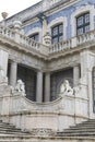 Beautiful stone staircase of the Colossal National Palace of Queluz in Portugal Royalty Free Stock Photo