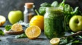 A refreshing green smoothie made with spinach, apple, lemon, and chia seeds