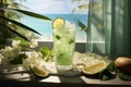 Quenching summer thirst: vibrant fruity drinks on ice, a refreshing blend of citrus, tropical flavors, and coolness for