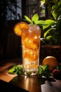 Quenching summer thirst: vibrant fruity drinks on ice, a refreshing blend of citrus, tropical flavors, and coolness for