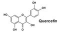 Quercetin chemical formula, molecular structure on white background Royalty Free Stock Photo