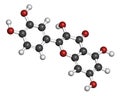 Quercetin plant molecule. Atoms are represented as spheres with conventional color coding: hydrogen (white), carbon (grey), oxygen Royalty Free Stock Photo