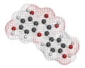 Quercetin plant molecule. Atoms are represented as spheres with conventional color coding: hydrogen (white), carbon (grey), oxygen Royalty Free Stock Photo