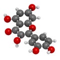 Quercetin plant molecule. 3D rendering.  Atoms are represented as spheres with conventional color coding: hydrogen (white), carbon Royalty Free Stock Photo