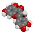 Quercetin plant molecule. 3D rendering.  Atoms are represented as spheres with conventional color coding: hydrogen (white), carbon Royalty Free Stock Photo