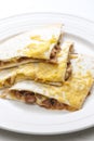 quesadilla filled with beans and chedar cheese Royalty Free Stock Photo
