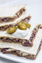 quesadilla filled with minced beef meat, beans and cheese Royalty Free Stock Photo