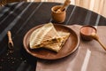 Quesadilla Mexican food. Mexican cuisine quesadilla for breakfast Royalty Free Stock Photo