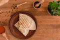 Quesadilla Mexican food. Mexican cuisine quesadilla for breakfast Royalty Free Stock Photo