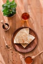 Quesadilla Mexican food. Mexican cuisine quesadilla for breakfast Royalty Free Stock Photo