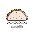 Quesadilla, outline simple style. fast food design icon for print, web or mobile app