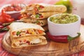 Quesadillas with guacamole dip