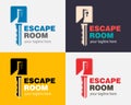 Quest or Escape room abstract logo.  Cooperative game sign of closed room Royalty Free Stock Photo