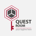 Quest or Escape room abstract logo.  Cooperative game sign of closed room Royalty Free Stock Photo