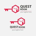 Quest or Escape room abstract logo.  Cooperative game sign of closed room Royalty Free Stock Photo