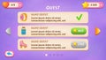 Quest. GUI Kit casual assets for a game mobile, a set of user interface elements for the game interface