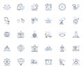 Quest line icons collection. Adventure, Journey, Mission, Expedition, Search, Exploration, Questing vector and linear