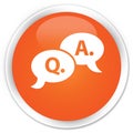 Question answer bubble icon premium orange round button Royalty Free Stock Photo