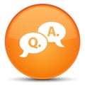 Question answer bubble icon special orange round button Royalty Free Stock Photo