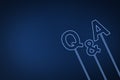 Question and answer concept on blue background, digital question mark background Royalty Free Stock Photo