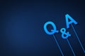 Question and answer concept on blue background, digital question mark background