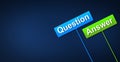 Question and answer concept on blue background, digital question mark background Royalty Free Stock Photo