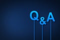 Question and answer concept on blue background, digital question mark background