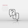 Question and answer icon in flat style. Dialog speech bubble vector illustration on white isolated background. Forum chat business Royalty Free Stock Photo