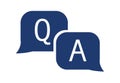 Question and answer icon in flat style. Discussion speech bubble vector illustration on white isolated background.