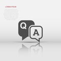 Question and answer icon in flat style. Discussion speech bubble vector illustration on white isolated background. Question, Royalty Free Stock Photo