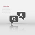 Question and answer icon in flat style. Discussion speech bubble vector illustration on white isolated background. Question, Royalty Free Stock Photo