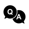 Question and answer icon in flat style. Discussion speech bubble on white isolated background. Question, answer business concept. Royalty Free Stock Photo