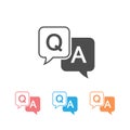 Question and answer icon set in flat style. Discussion speech bubble vector illustration on white background. Question Royalty Free Stock Photo